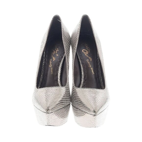 ALICE & OLIVIA Silver Leather Platform Heels Size 10 / 40 - Picture 4 of 14